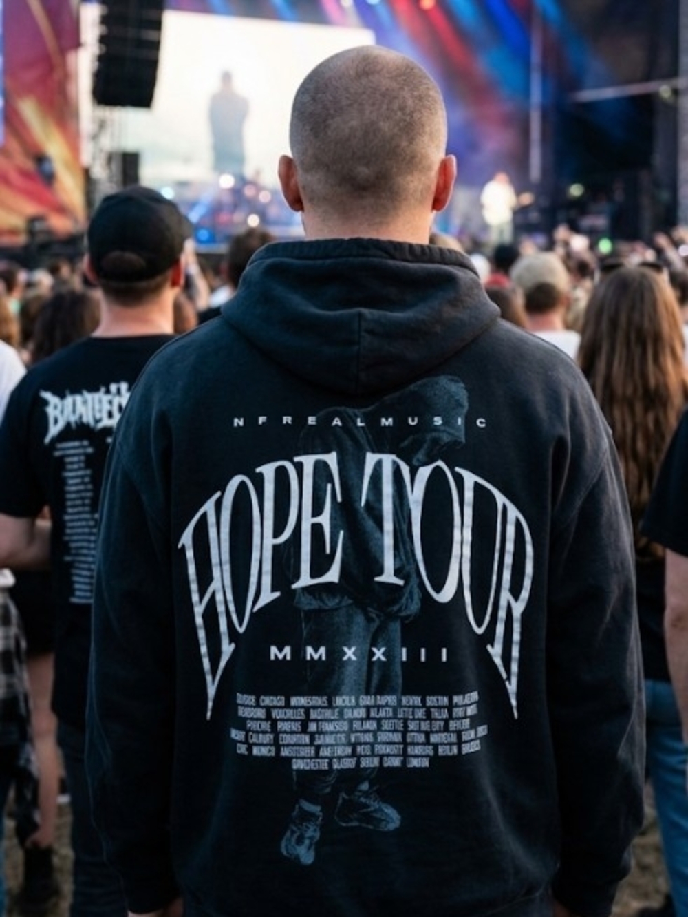 Rapper "NF" Hope Tour-Black Graphic Hoodie (Sz M) Concert Tour Streetwear Swag